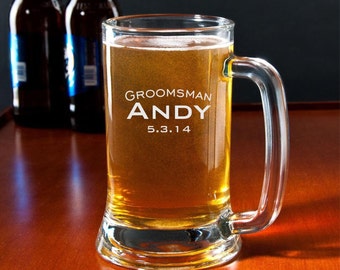 Personalized Beer Mug Groomsman Mug Engraved Mug