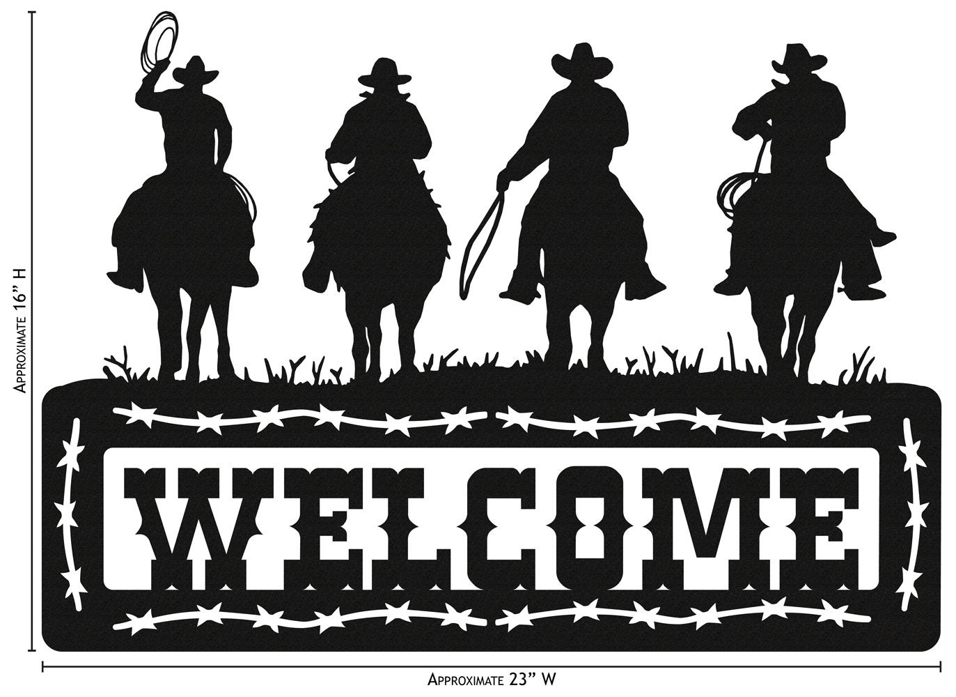 Hand Made Cowboy Art Welcome Simple Silhouette New