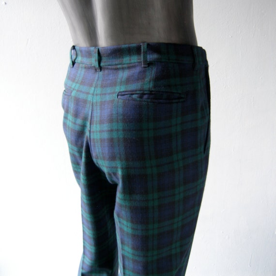 Men's tartan plaid wool Black Watch trousers - 32 waist - Brooks ...