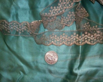 1 yard of antique french silver lace trim 1", more avail.