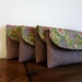 Bridesmaid Set of 4 clutches Wedding gift pouch bag Burlap clutch Brown Green