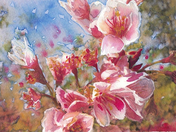 Cherry Blossoms Floral Painting Fine Art Print by JadeDumpling