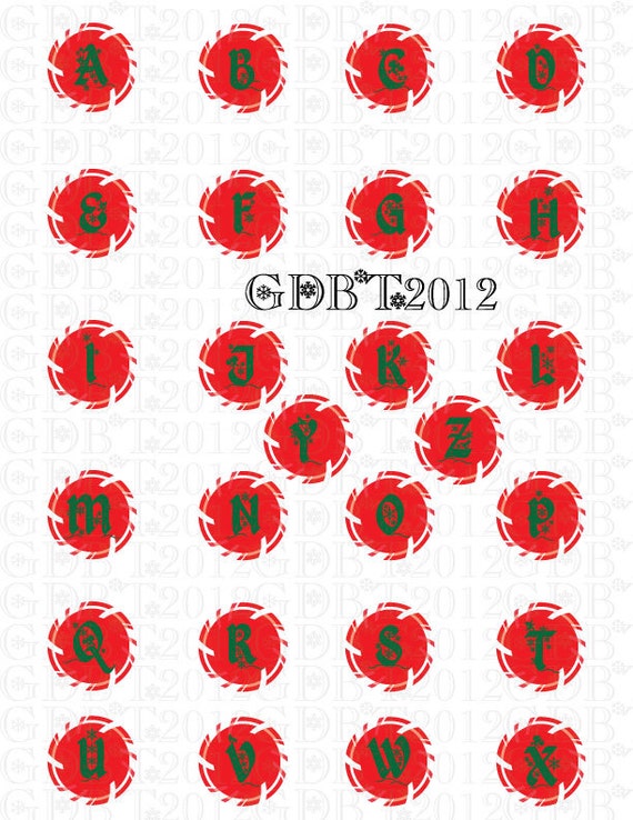 Candy Cane Letters Digital Image Sheet for by graphicdesignbytara