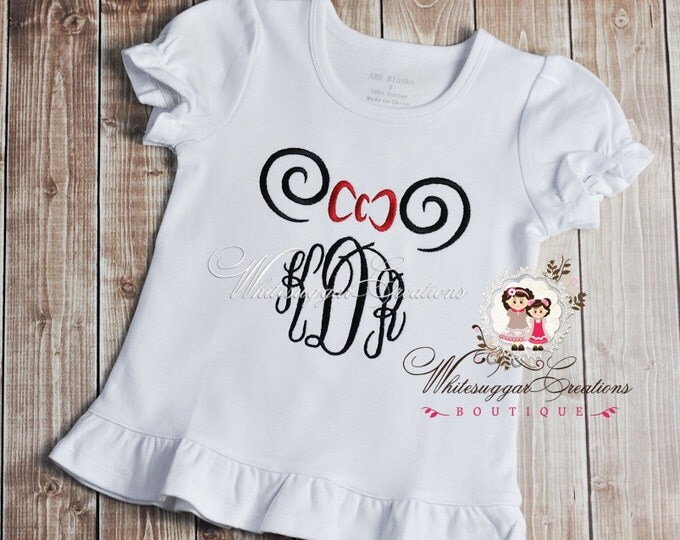 Girl Mouse Ears Monogrammed Shirt - Custom Personalized Mouse Shirt - Baby Girl Vacation Outfit