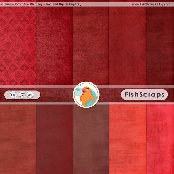 50% Sale - Christmas Bright Red Digital Paper - Crimson - Rouge - Textured CardStock - Commercial & Personal Use - Il_570xn