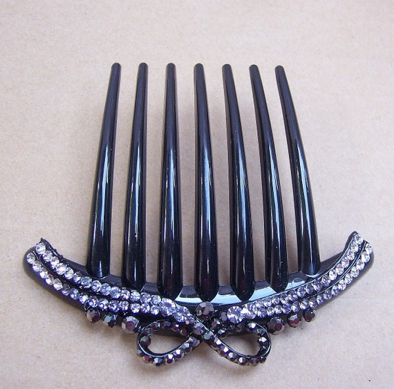 French twist hair comb vintage rhinestone comb by ElrondsEmporium
