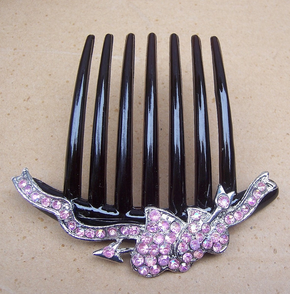 French Twist Hair Comb Vintage Pink Rhinestone Comb Hair Pin