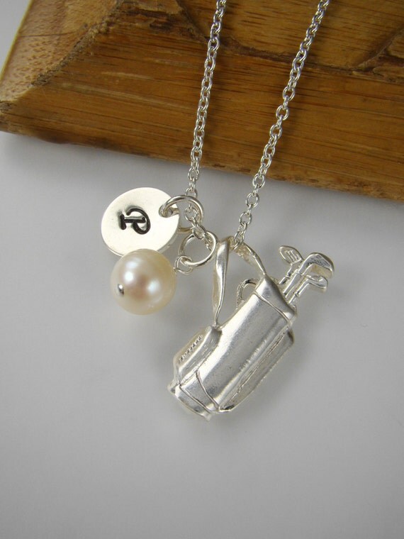 Golf Necklace Personalized Golfer Jewelry Golf Lover Initial Necklace