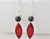 Wanderlust Ruby Red Briolette Petal Drop Earrings // Silver Pinch Hook Earwires // Spring and Summer Fashions // Dangly Earrings