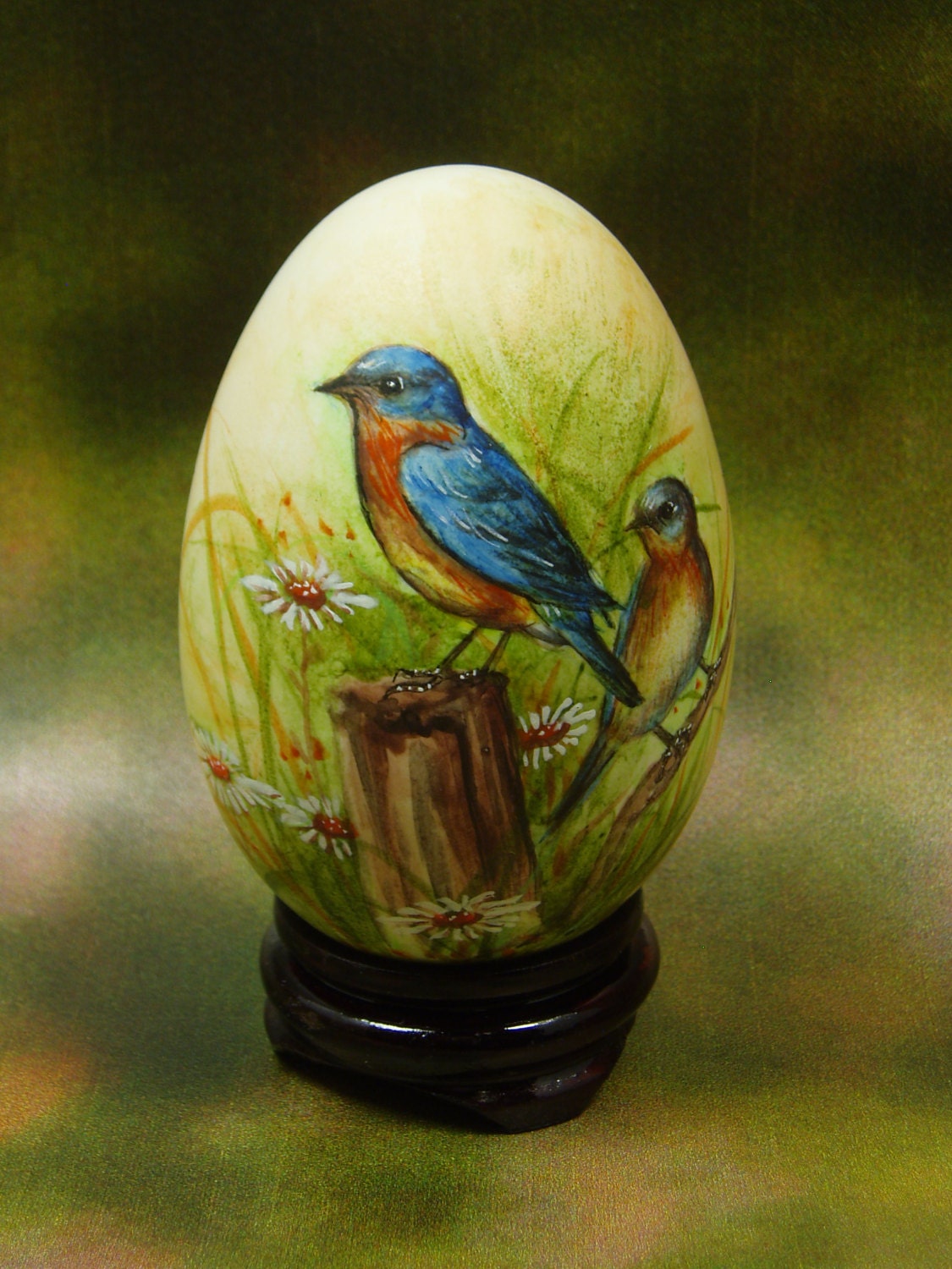 Eastern Bluebirds Hand Painted Goose Egg Shell Egg Art