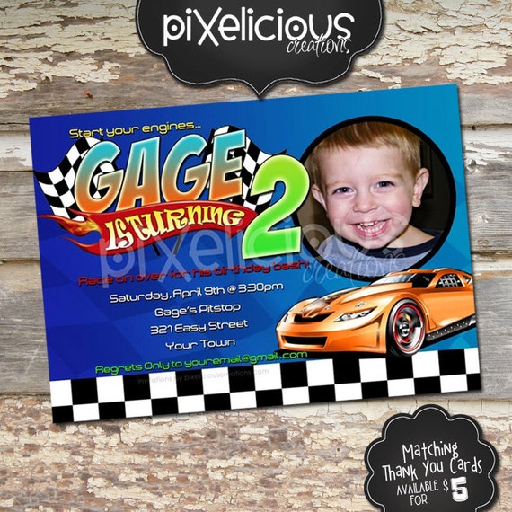 HOT WHEELS Custom Photo Birthday Invitation Digital File