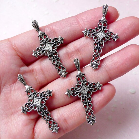 Charms 21mm  Cross religious charms (4pcs / 38mm / Tibetan Charm   Filigree x cross Religious