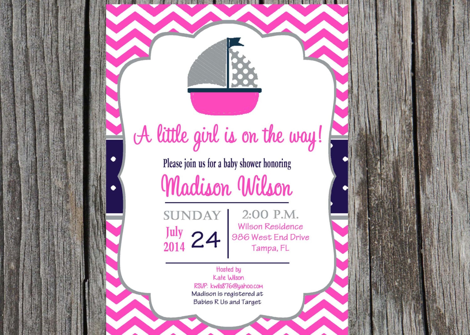 Printed Nautical Baby Shower Invitation sailboat by PrintYourEvent