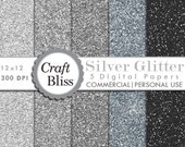 Glitter Paper Pack Glitter Papers Silver Glitter Textures Digital Paper Pack Silver Glitter Scrapbook Paper Christmas Card Craft Supplies Il_170x135