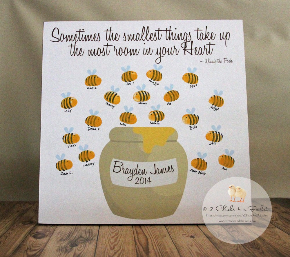 Fingerprint Bee Baby Shower Guest Book Baby by ...