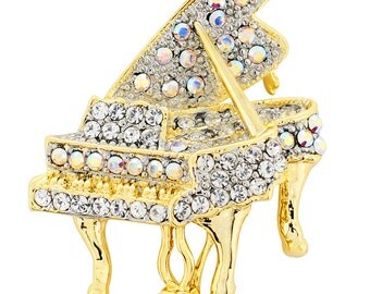 Golden Aurore Boreale Piano Music Crystal Pin Brooch 1012532