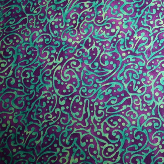 Cotton Fabric Fat Quarter Modern Teal Purple Abstract