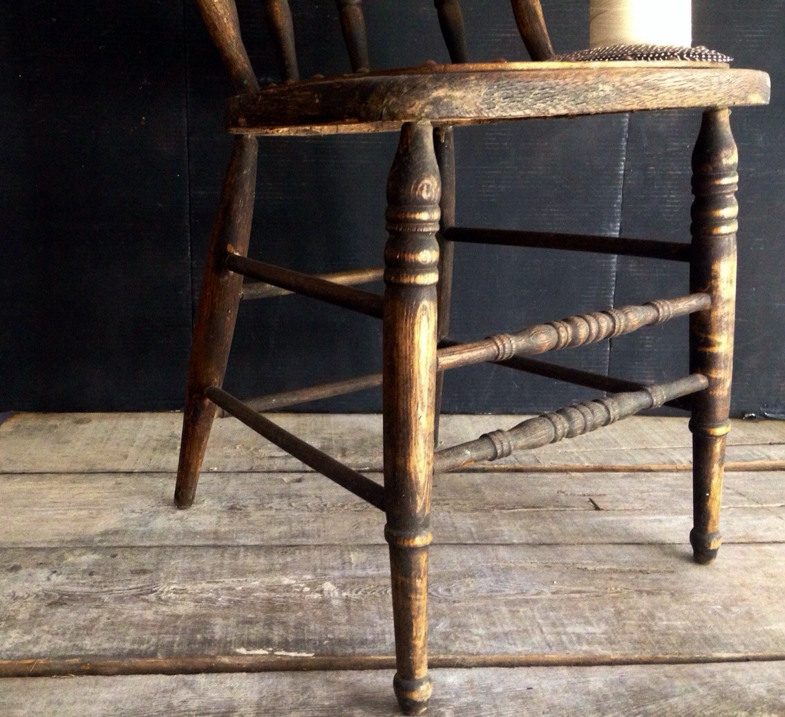 Primitive Antique Spindle Back Chair Urban Farmhouse Kitchen