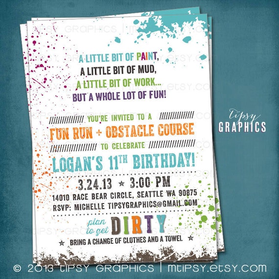 Obstacle Course Birthday Party Invitations 6