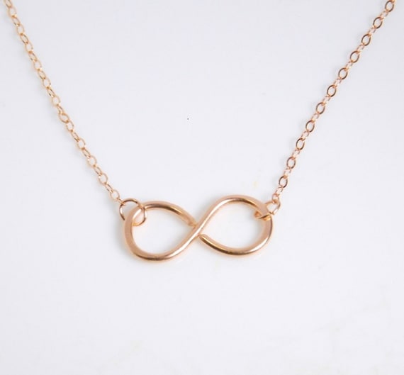 Rose gold infinity necklace entirely with 14K rose gold