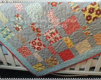 DIY Boho Charm Pack Easy Quilt Pattern Tutorial w photos, pdf.