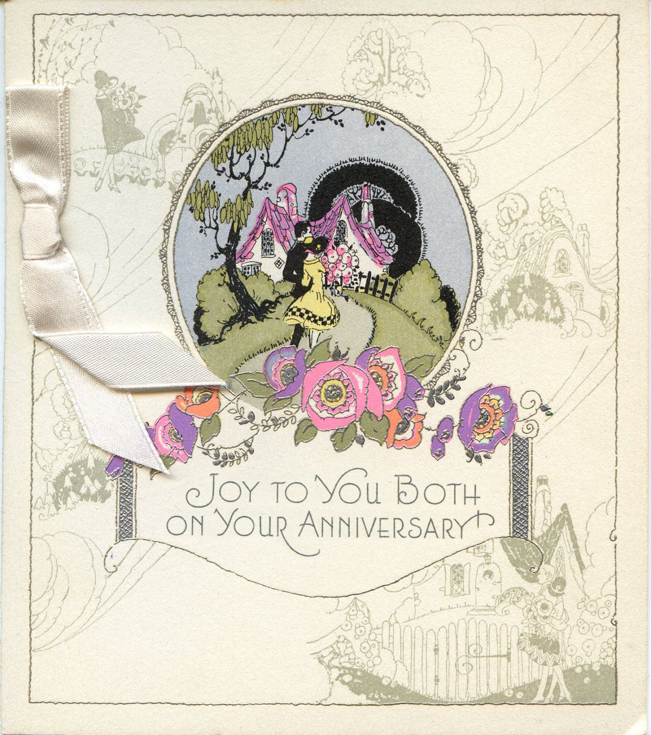 Vintage Wedding  Anniversary  Card Greeting Love Romance Paper