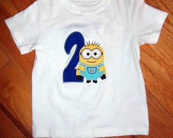 Boys applique custom Minion number tee tshirt birthday 12m 18m 24m 2t ...