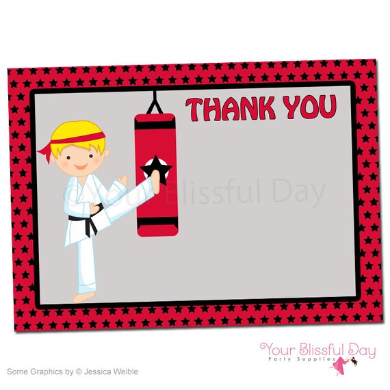 PRINTABLE Boy Karate Party Thank You Cards (Character of your choice) #543 Il_570xn