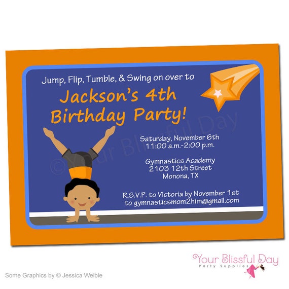 PRINTABLE Boy Gymnast Party Invitations (Character of your choice) #538 Il_570xn