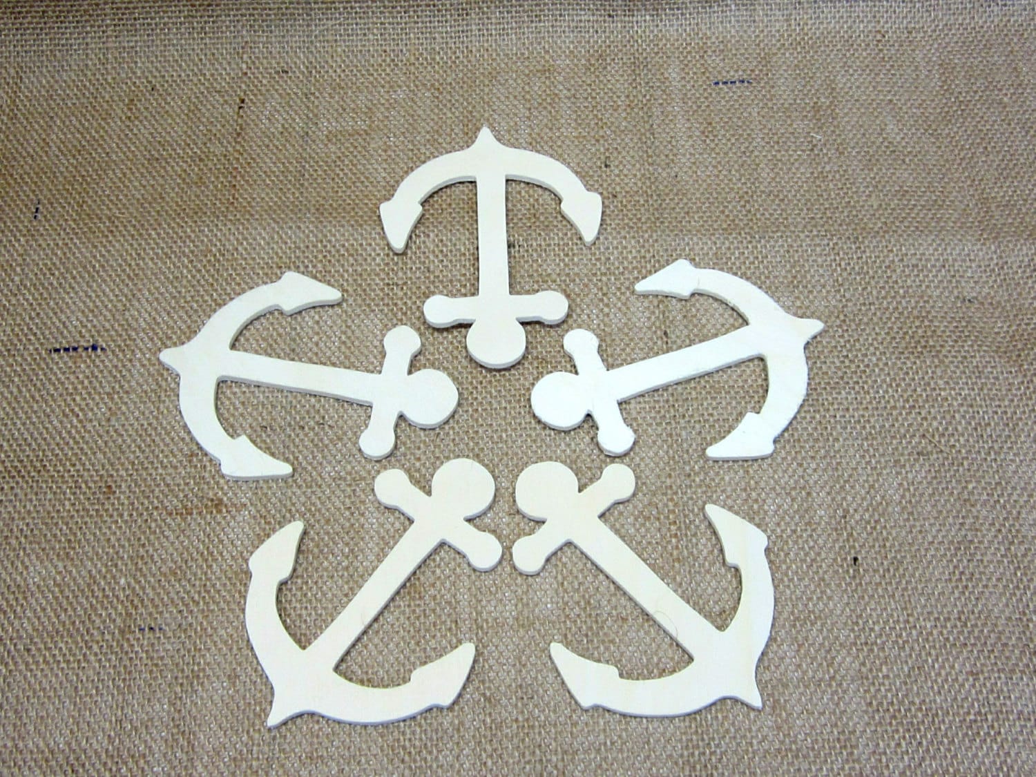 Wooden Anchor Cutouts Unfinished Lot Of 5 Nautical by thejunkman