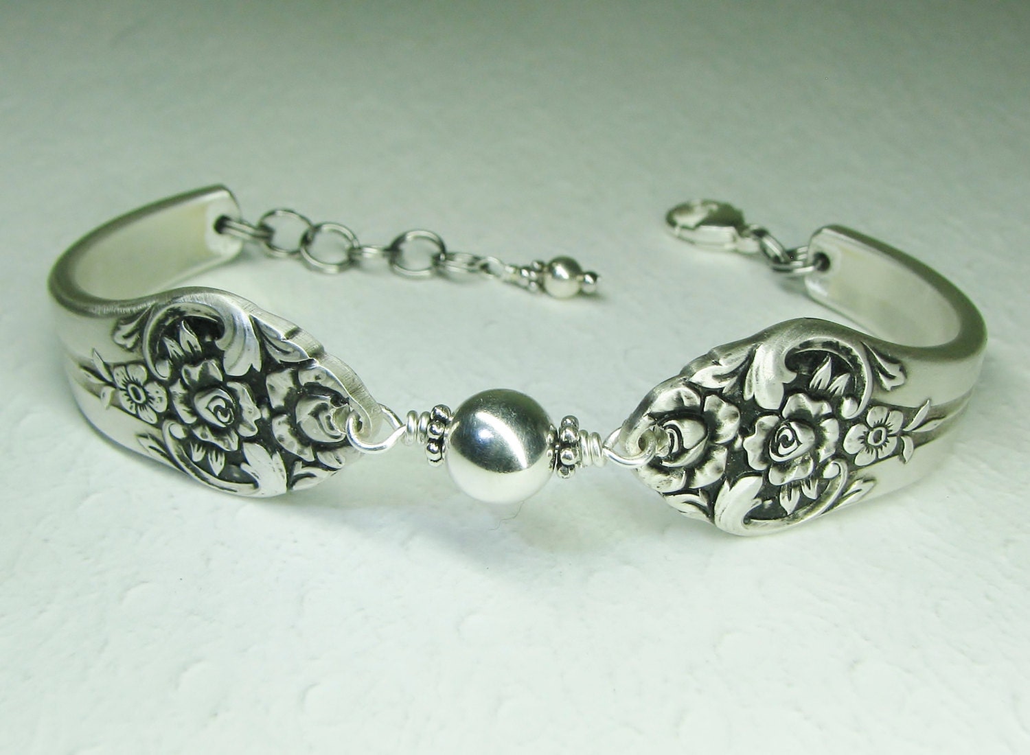 Spoon Bracelet Sterling Silver Beads by SpoonfestJewelry on Etsy