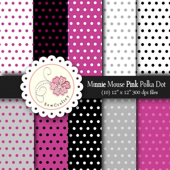 Items Similar To Minnie Mouse Pink Polka Dot Digital Paper Pack