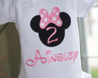Light Pink Personalized Minnie Mouse Birthday Shirt - ANY NUMBER - Pink or Red - Child - Vacation - Toddler Tee