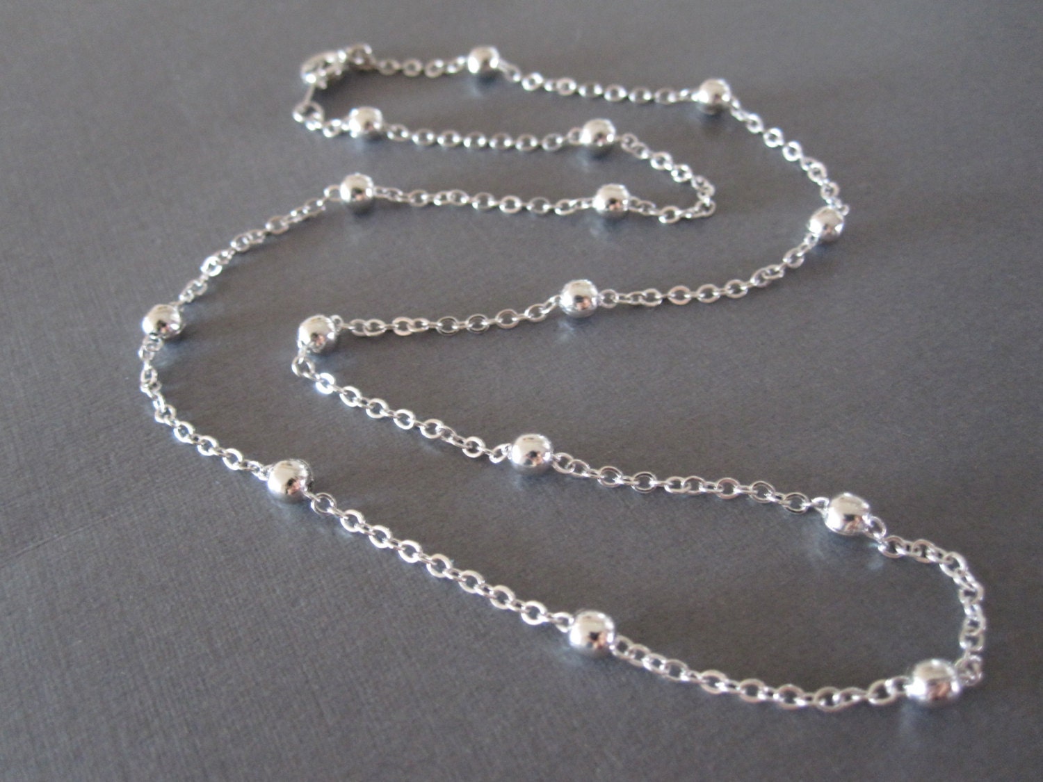 White Gold Ball Chain Necklace