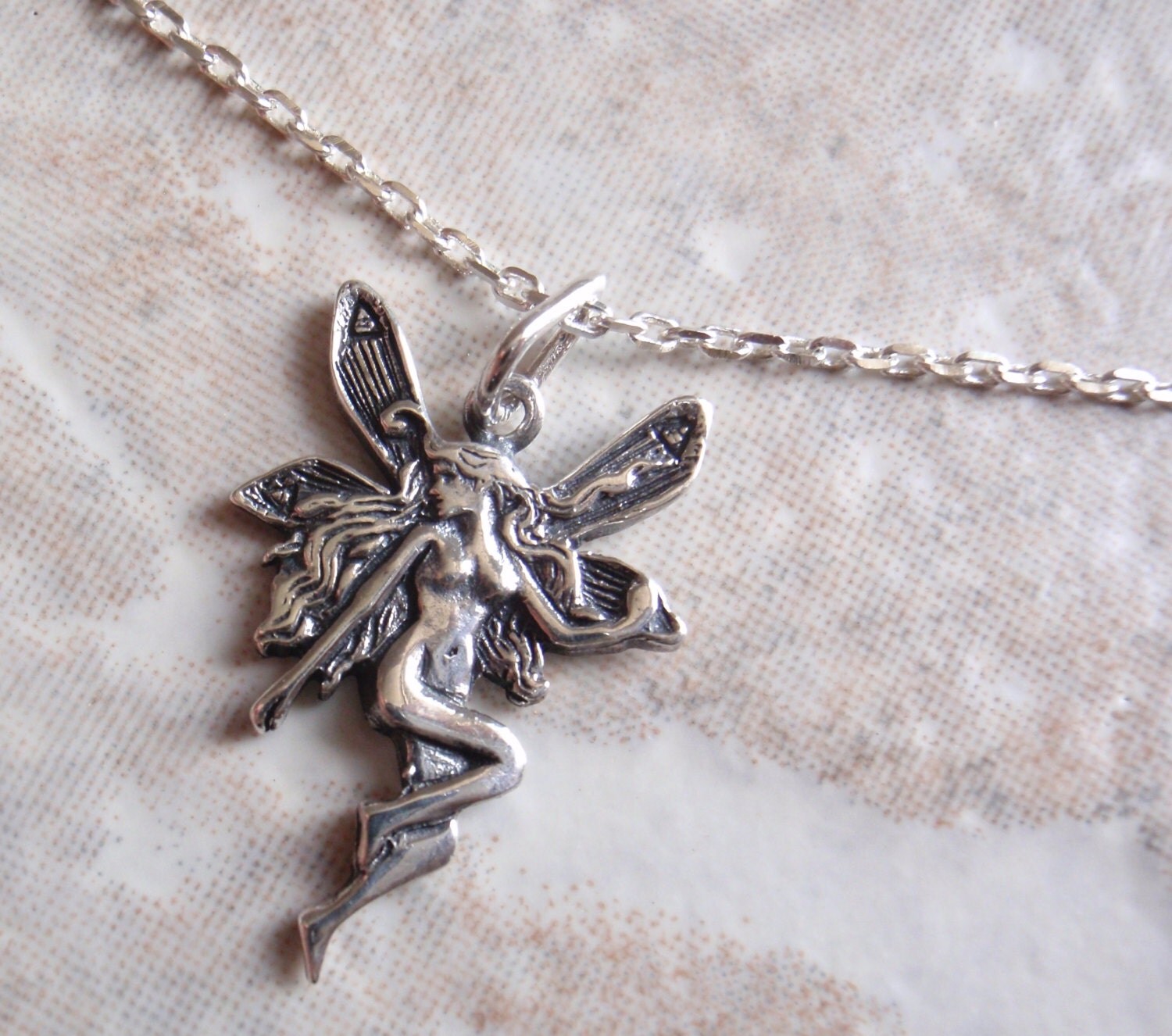 Sterling Silver Fairy Faerie Necklace Earrings Set by cutterstone