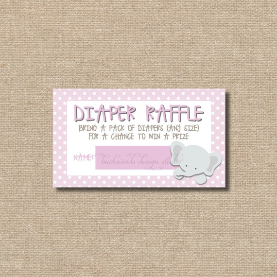 diy little elephant diaper raffle tickets pink printable