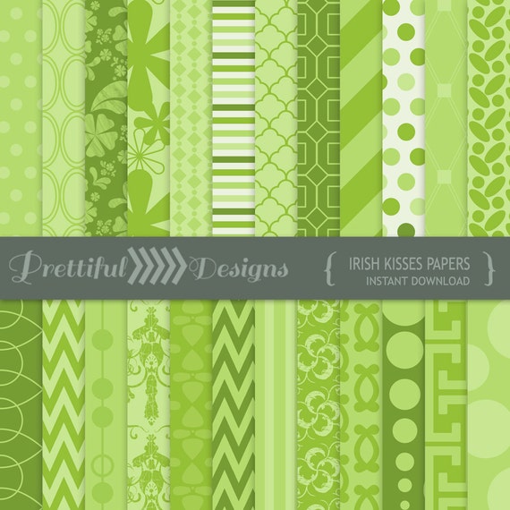 30% OFF SALE St Patricks Day Digital Paper Pack for Personal or Commercial Use - Irish Kisses (810)