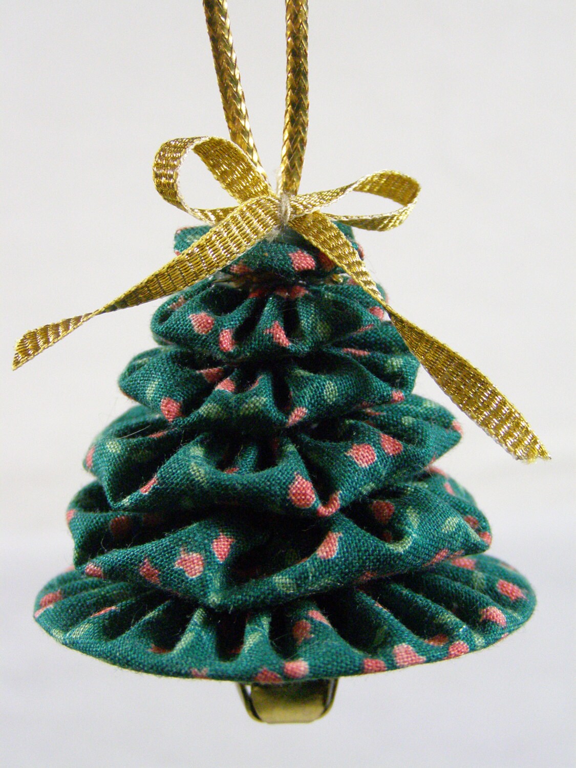 Christmas Tree Yo Yo ornaments set of 3 Teal calico prints