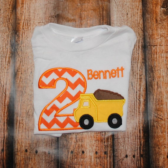 Items Similar To Personalized Dump Truck Birthday Shirt Or Body Suit On Etsy 4534