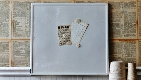Antique ENAMELWARE MAGNET BOARD - Large 22-1/2 x 21