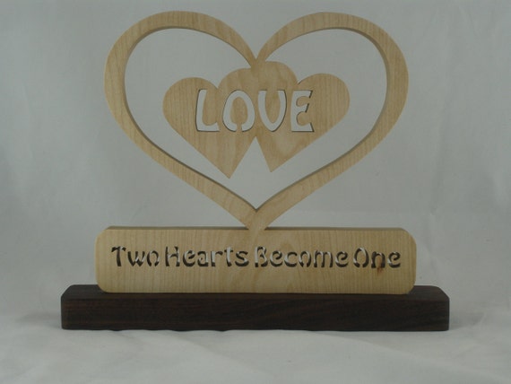 Wedding Gift Decor Double Hearts Love Inside Heart "Two Hearts Become One" Handmade