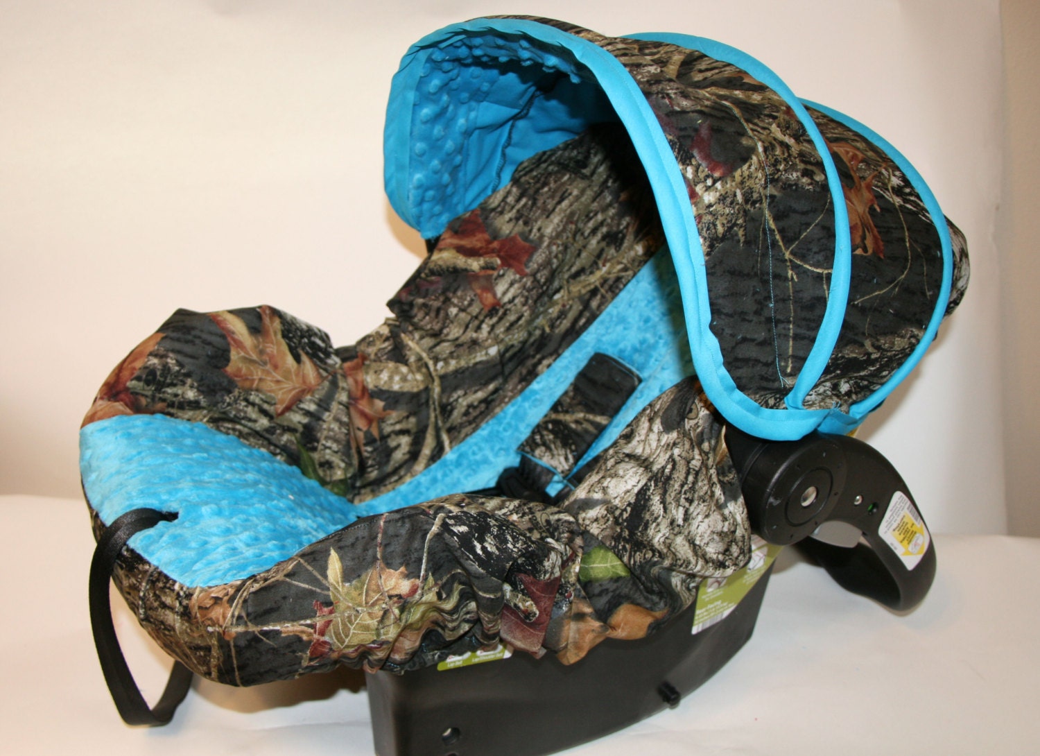 Hunters CAMO infant car seat cover with Blue by BABYCOVERS2010