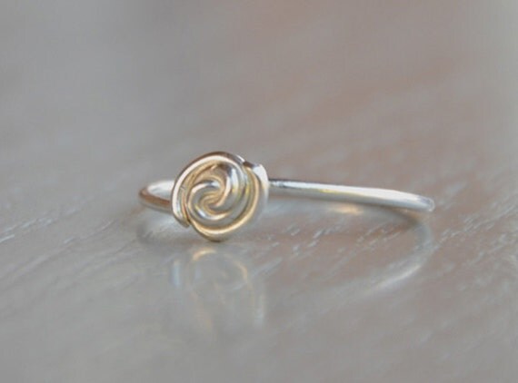 Sterling Silver Stacking Ring - Rose Bud Love Knot Stackable Ring for ...