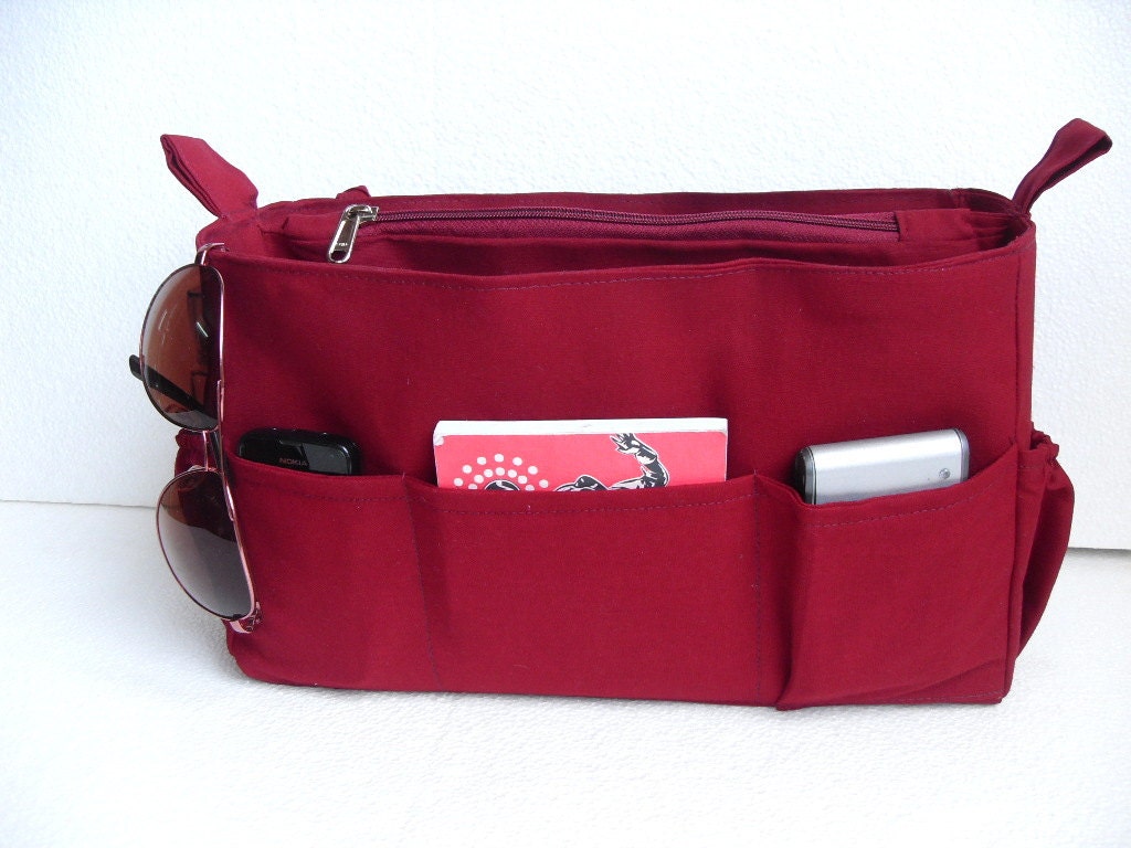 Large Purse organizer Bag organizer insert in Merlot