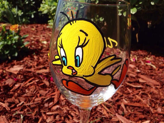Yellow Bird tweety bird Wine Glass