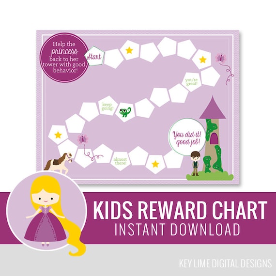 Printable Kids Reward Chart Princess Instant Download