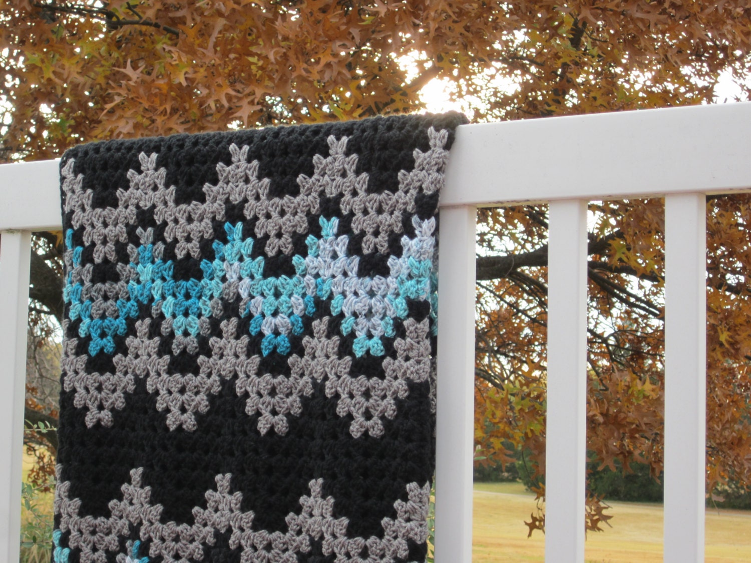 tiffany blue blanket afghan crochet chevron crocheted