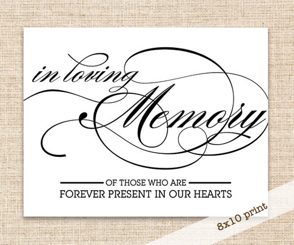 In Loving Memory Sign Printable DIY 8x10 Sign Wedding