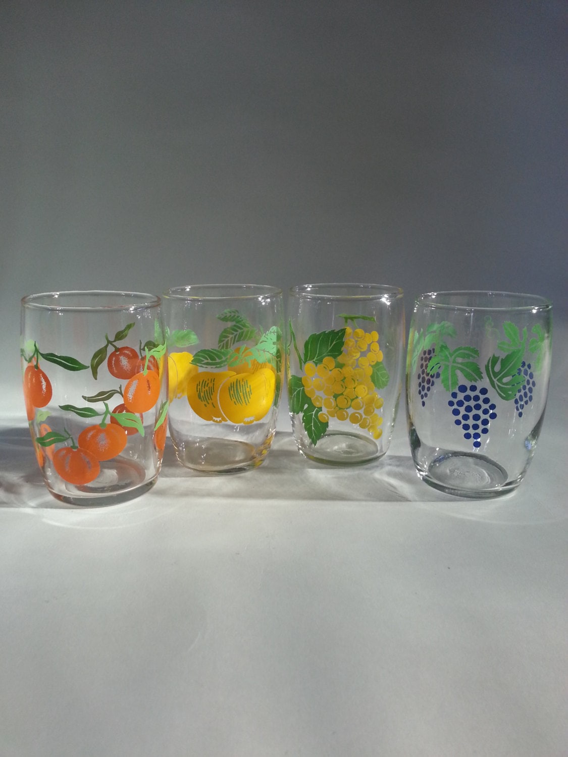 Vintage Retro Fruit Juice shot glasses glasses with Fruit
