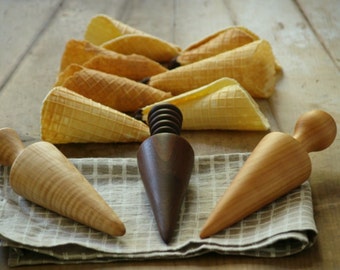 krumkake for roller cone Wood   Homemade Krumkake Cone Coronet Cream  Ice Cone Roller Roller